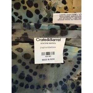 Crate & Barrel KENTANI Napkins Set of6    21" x 21" 100% Cotton NWOT blue yellow